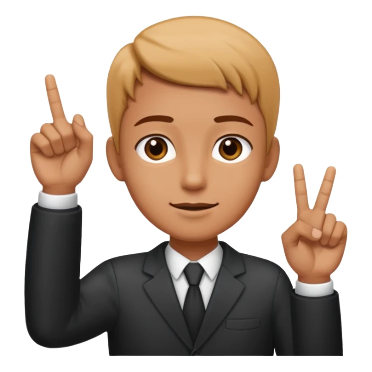 The index fingers of both the hands should be upward sticker