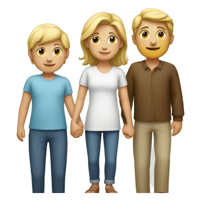 White Family holding hands child in the middle sticker