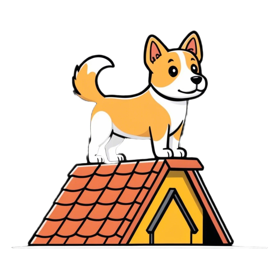 Dog on a roof  sticker