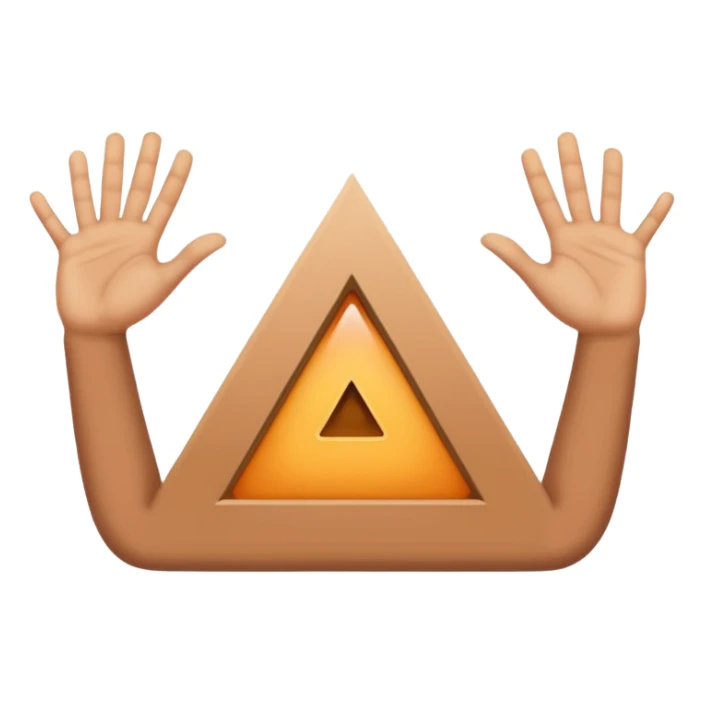 Similar to the heart hands emoji, this emoji should show a triangle created by the fingers of the hands where the two thumbs form the first side of the triangle and the remaining four fingers of each hand create one side each sticker