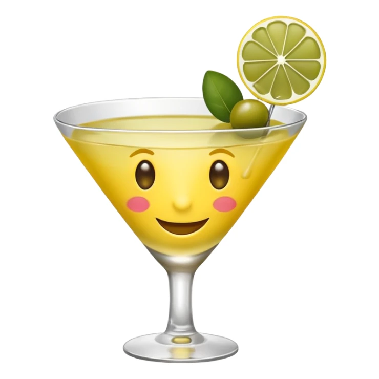 Yellow emoji face holding a martini sticker