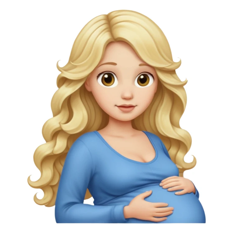 Blonde long wavy hair lady pregnant sticker