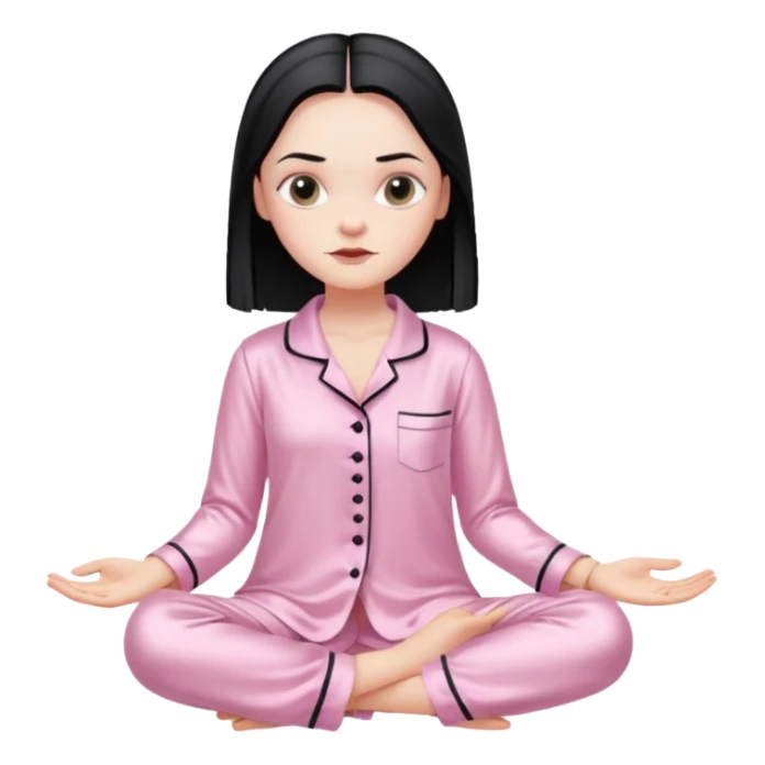 Wednesday Addams in a Light pink silk pyjamas set sticker