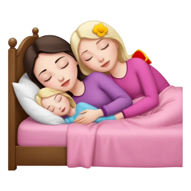 brunette-women-sleeping-in-bed-on-pink-blonde-woman sticker