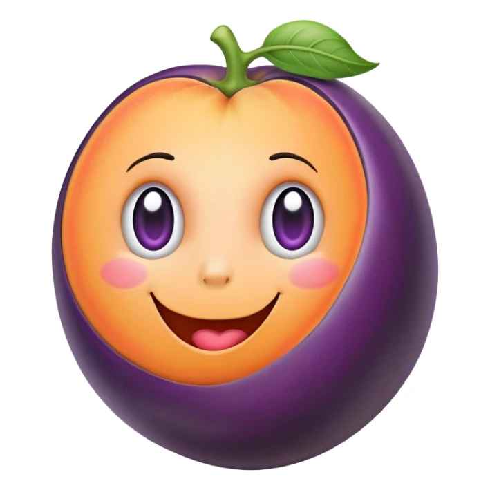 eggplant partially inside a peach, fun and cheeky sticker
