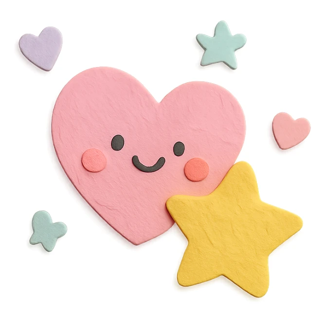 soft pastel kawaii mini heart and star scatter icons together sticker