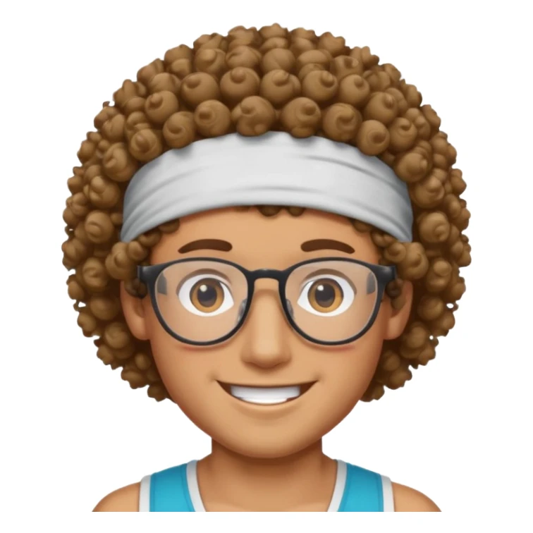 curly guy with headband and glassess athlete sticker