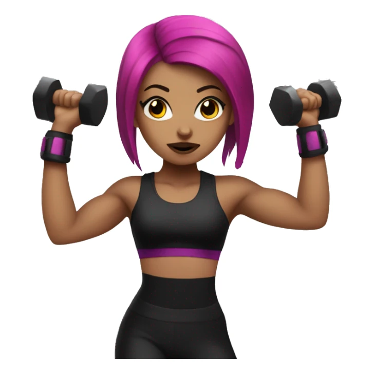 Goth girl with magenta hair working out sticker