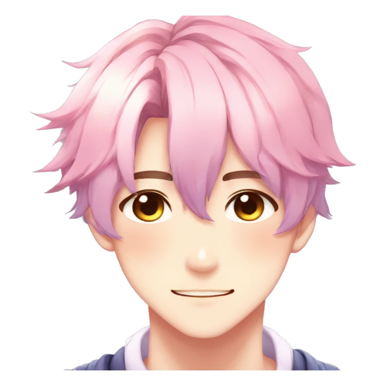 Gorgeous romantic anime style shojo man with blushing face aesthetic and pretty colorful shiny gradient pastel hair trending style sticker
