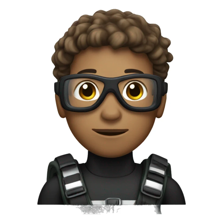 Scuba diver with brown wavy hair, olive white skin tone underwater sticker