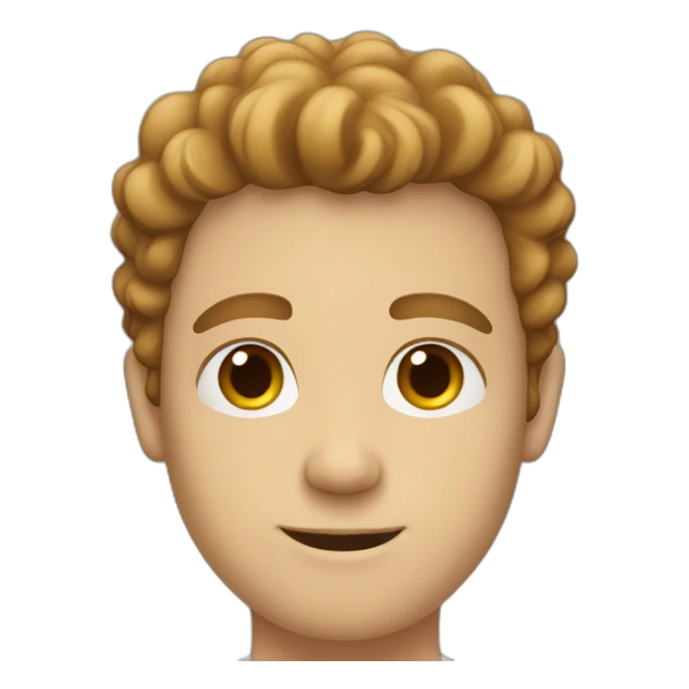 white guy with brown curly middle parting hair sticker