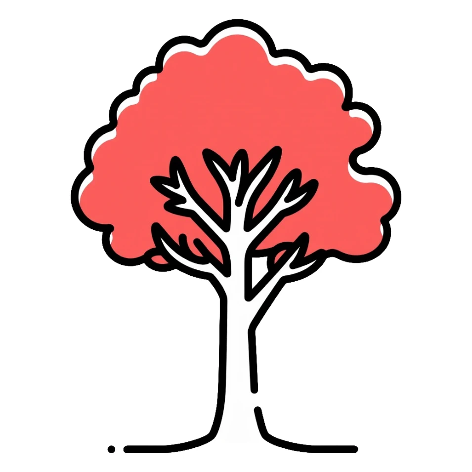 white tree with red foliage sticker