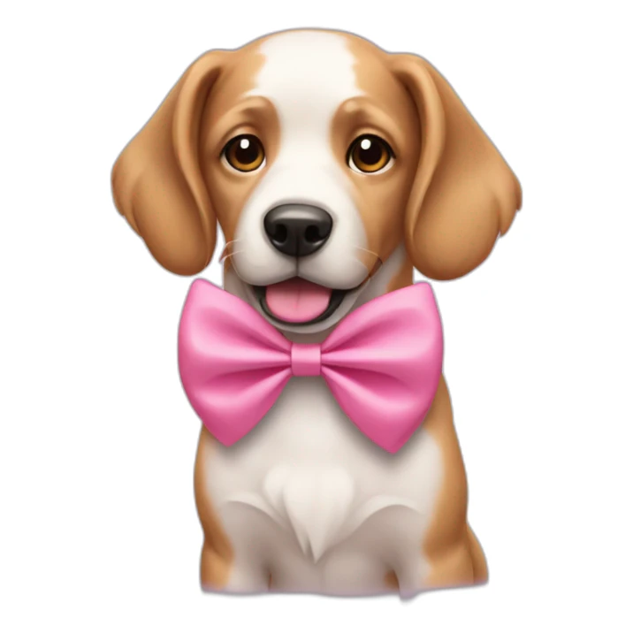 Dog wearing a pink bow sticker