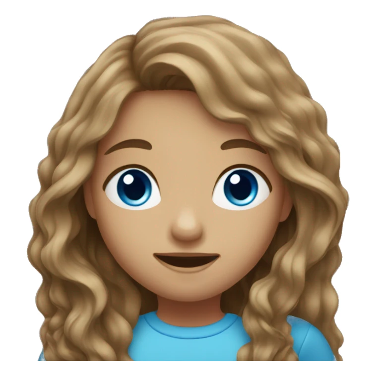 with wavy brown long hair girl, with blue eyes  sticker