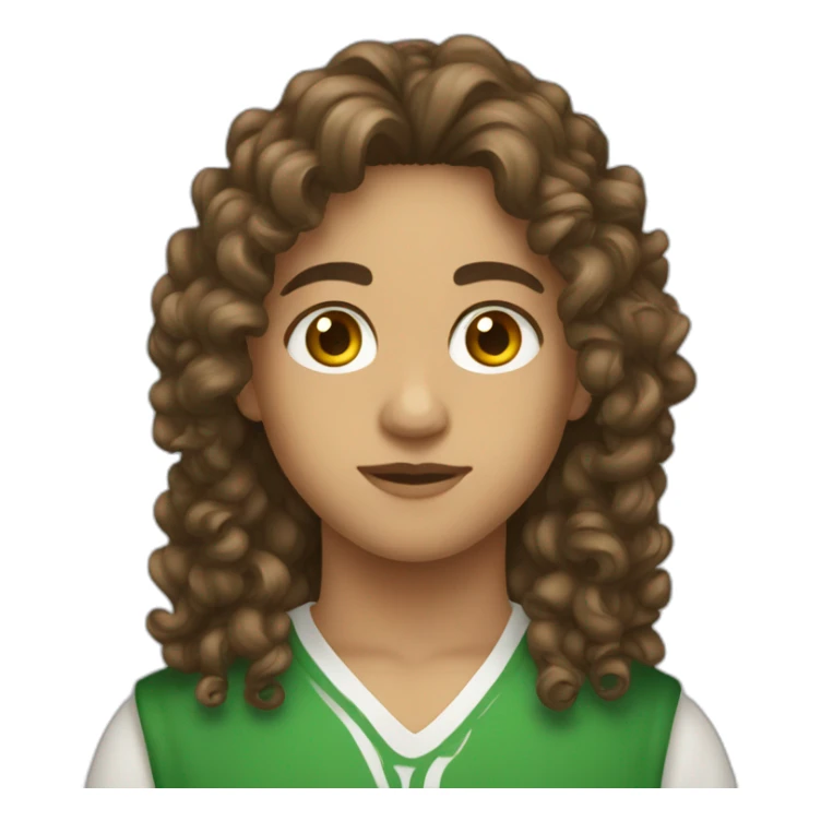 Algerian with long curly brown hair and mini ton sticker