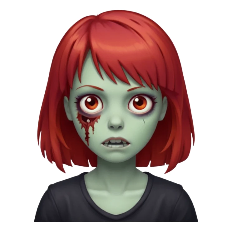 menina zumbi de franja e cabelo vermelho médio  sticker