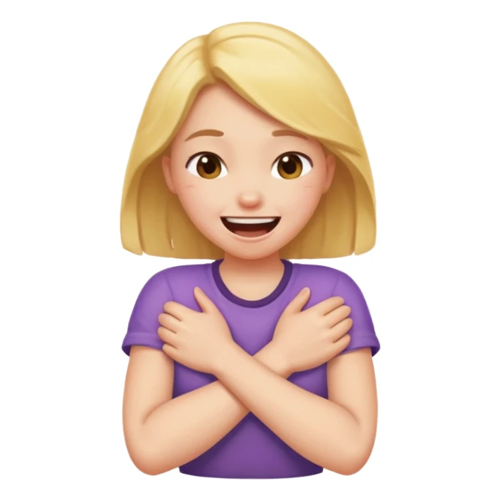 Girl arms crossed choking herself laughing sticker