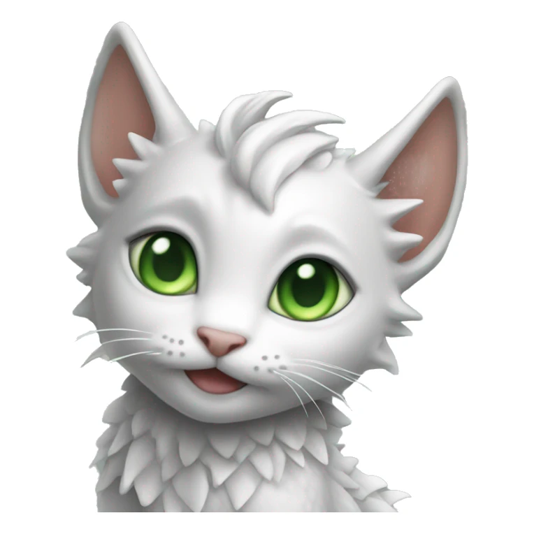 white dragon wings on grey kitten with green eyes sticker