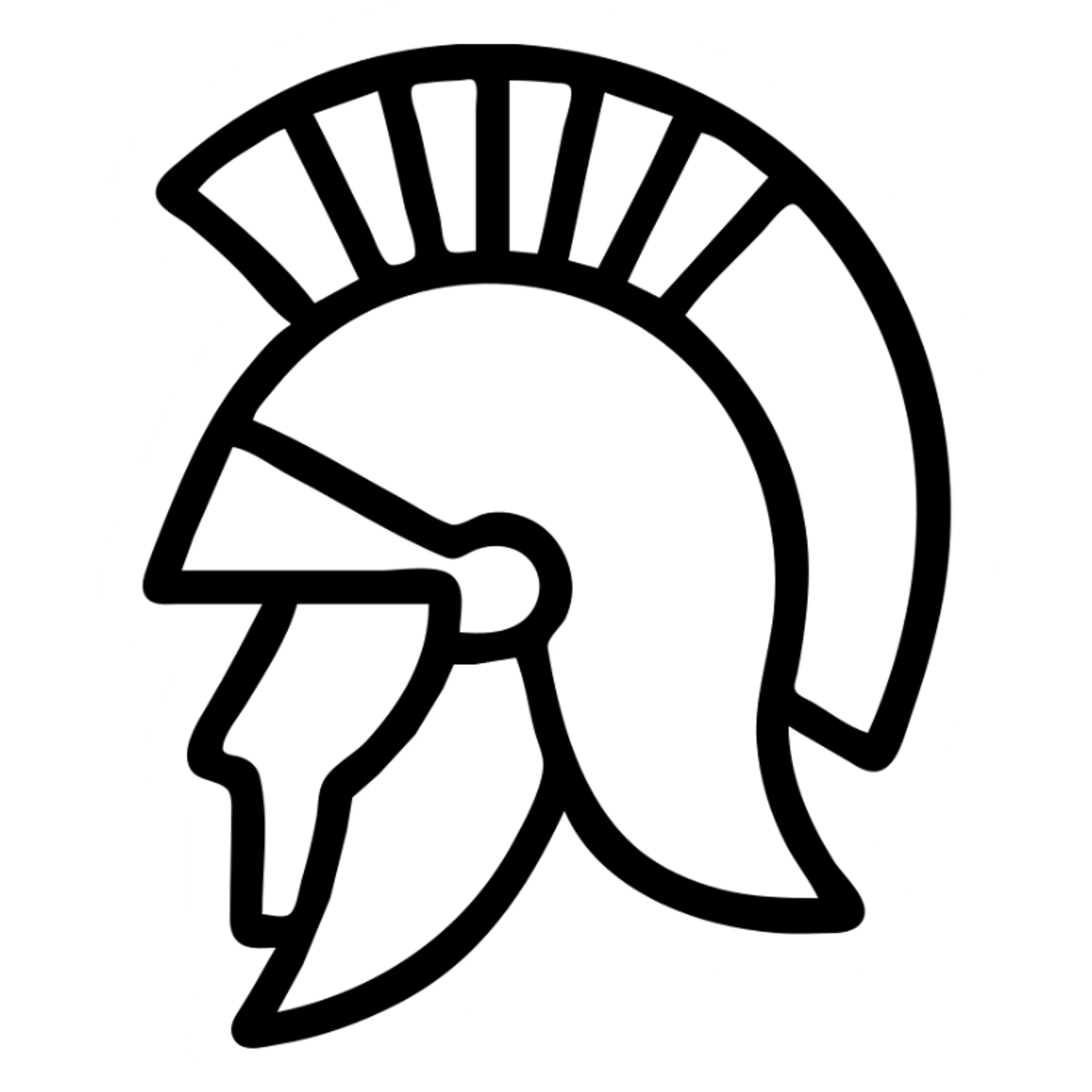 Roman Centurion's helmet, simple icon, bold lines, classic shape, minimalistic and clear sticker