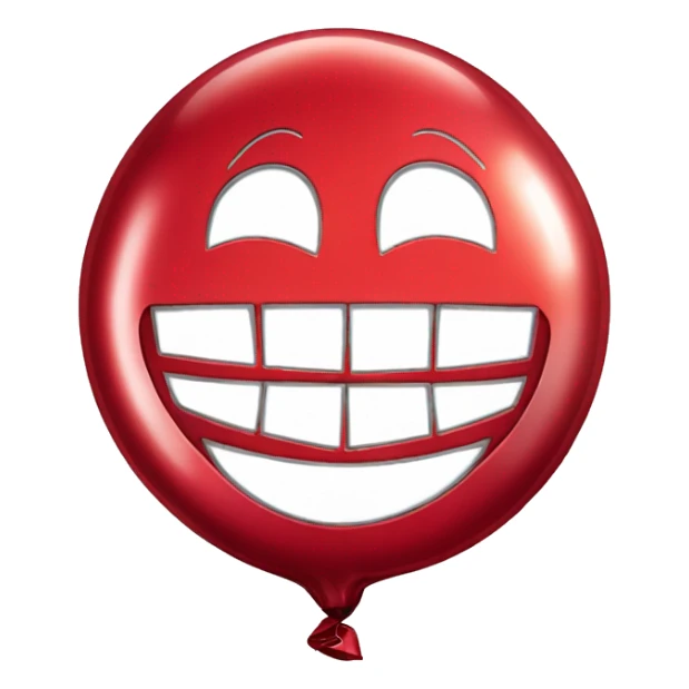 Red foil birthday balloon shaped like smiley face sticker