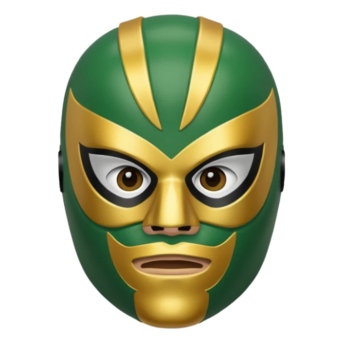 wrestler with a green and gold Mexican wrestling mask sticker