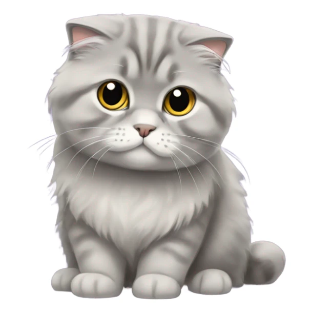gray scottish fold long-hair cat sticker