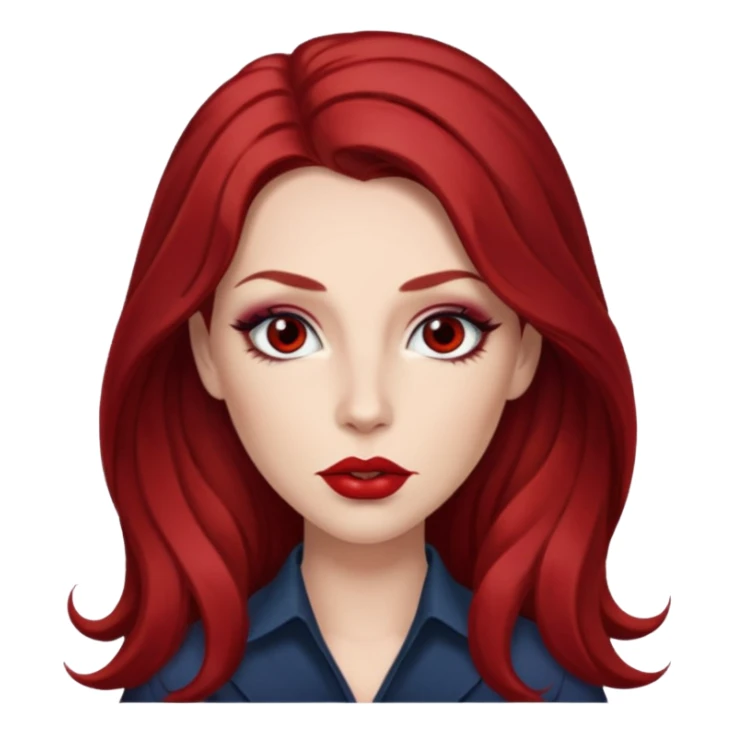 Chappell Roan with long dark red hair, makeup sticker