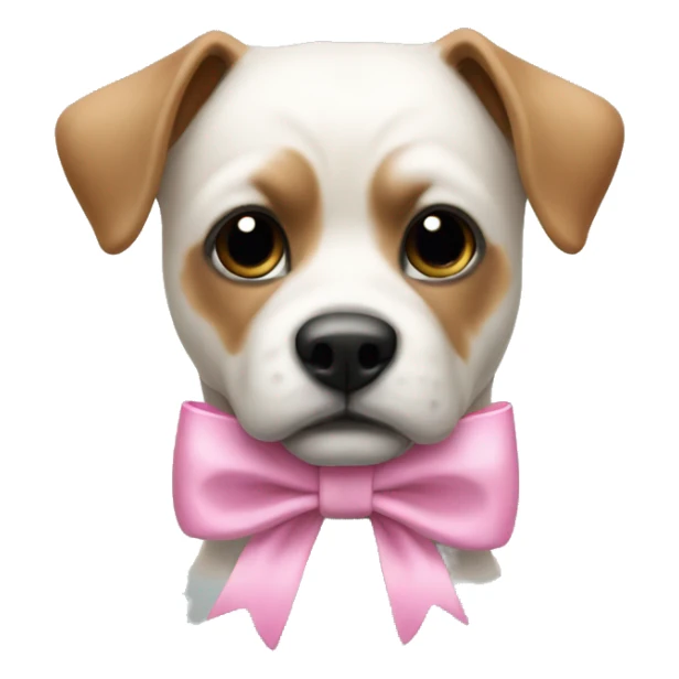 white bulterier with black nose with pink bow sticker