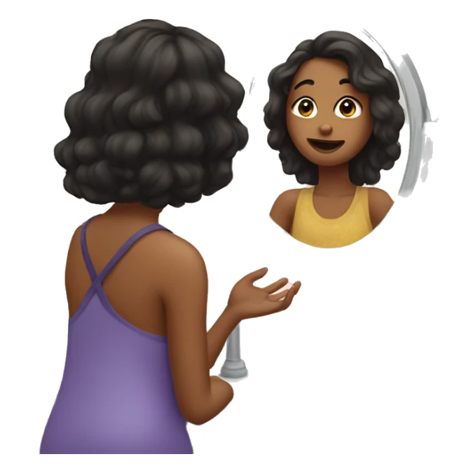 girl looking at herself in vanity mirror  sticker