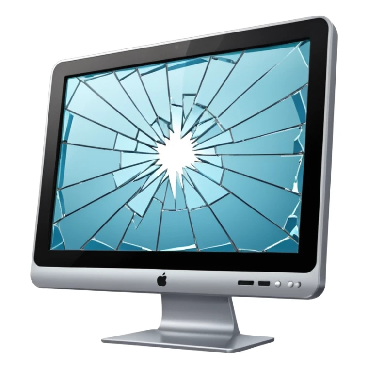 Broken computer monitor with no face  sticker