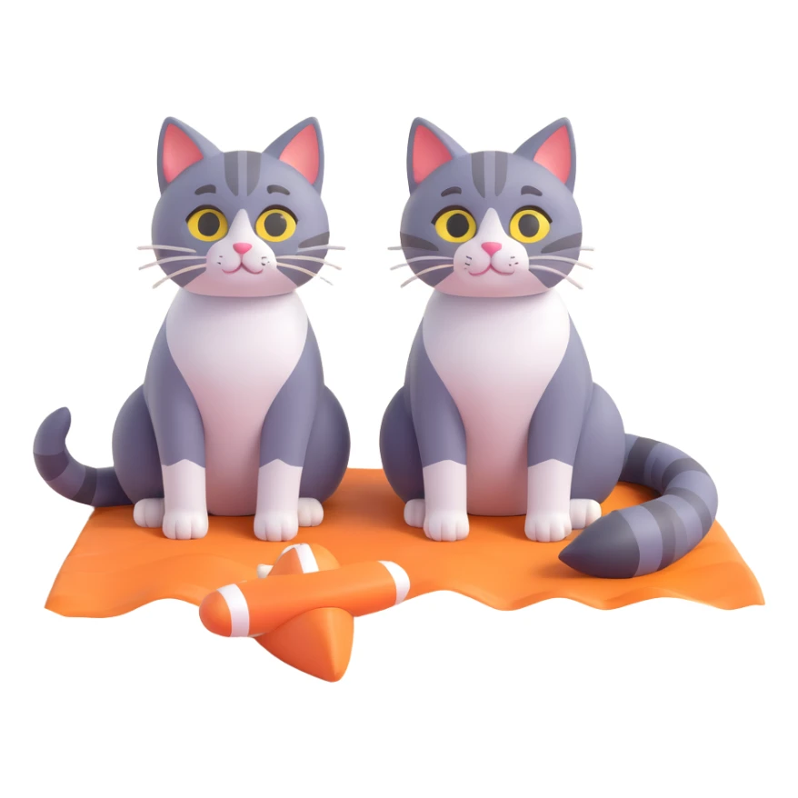 Two cats sitting on the beach at sunset sticker