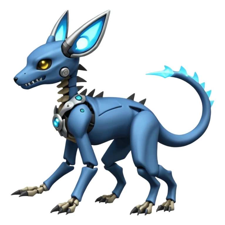 futuristic Skeleton-Cyborg-Manectric-Electrike-Cubone-Umbreon-Marowak-Draco-Fakémon-hybrid-creature (full body), 4 legs sticker