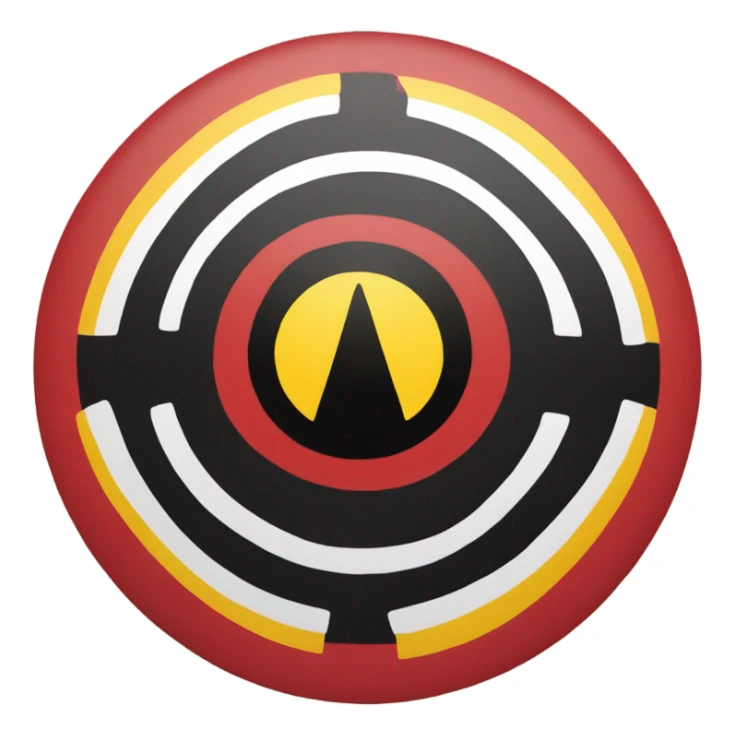 Indigenous aboriginal flag, black on top, yellow circle in the middle, red on the bottom sticker
