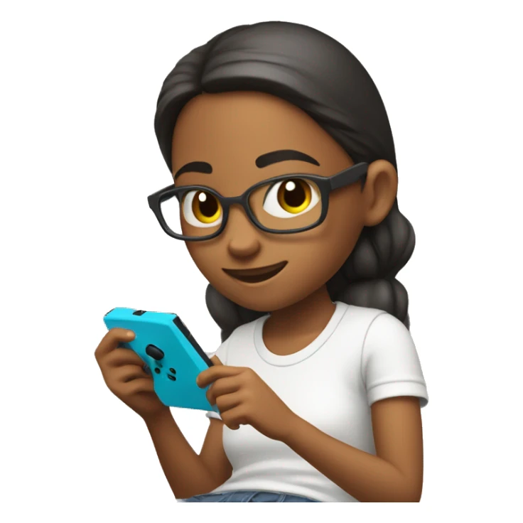 A girl is sitting and playing a Nintendo Switch sticker