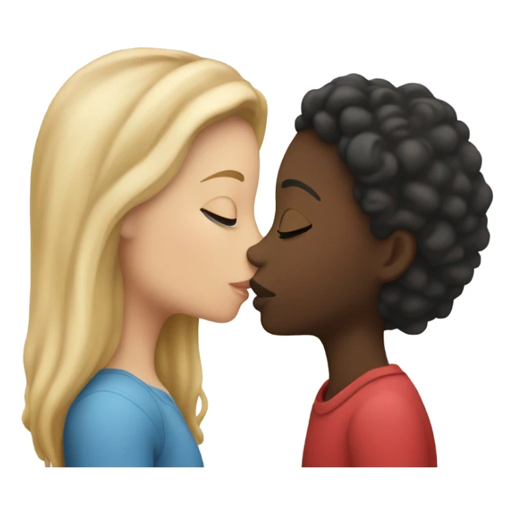 one white girl and one black girl kissing sticker