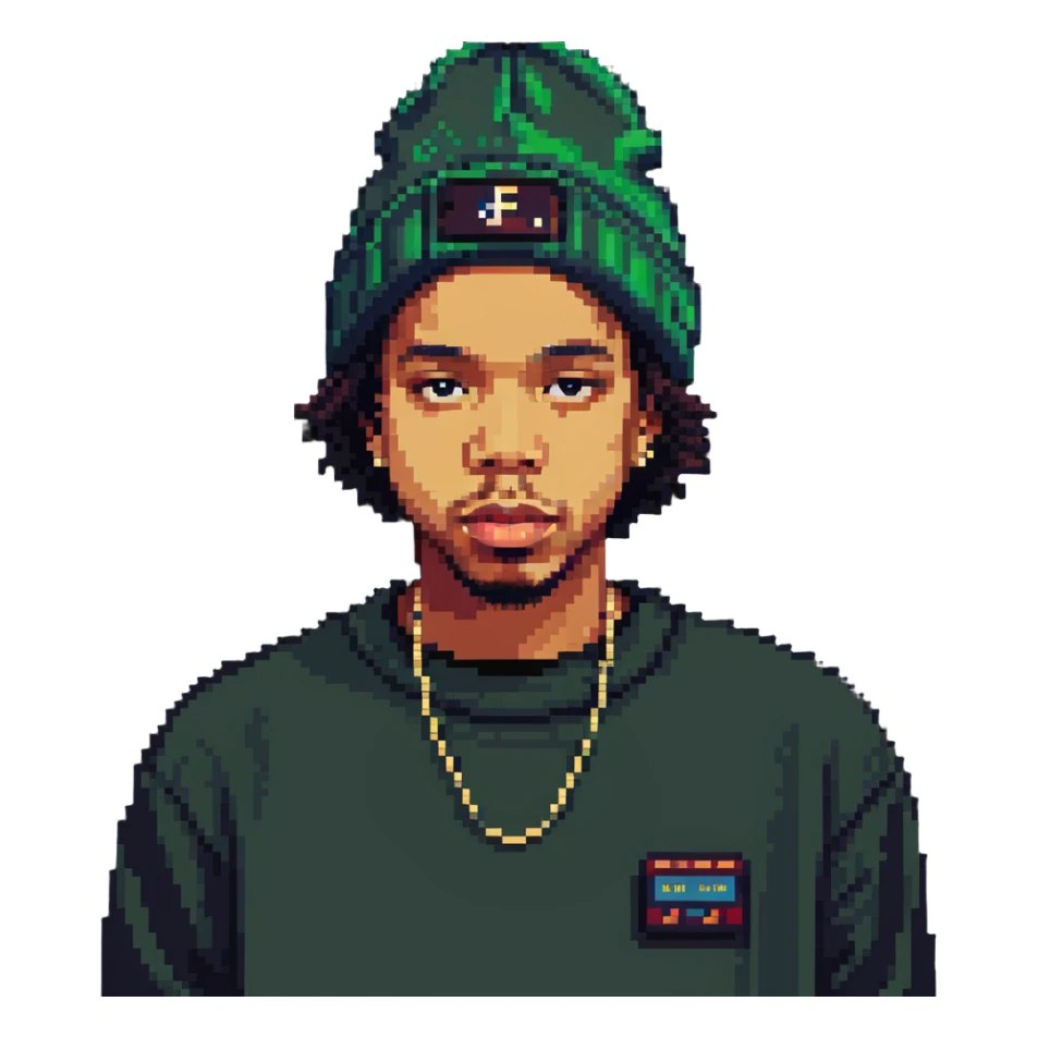 Earl Sweatshirt rapper with beanie and casual style sticker