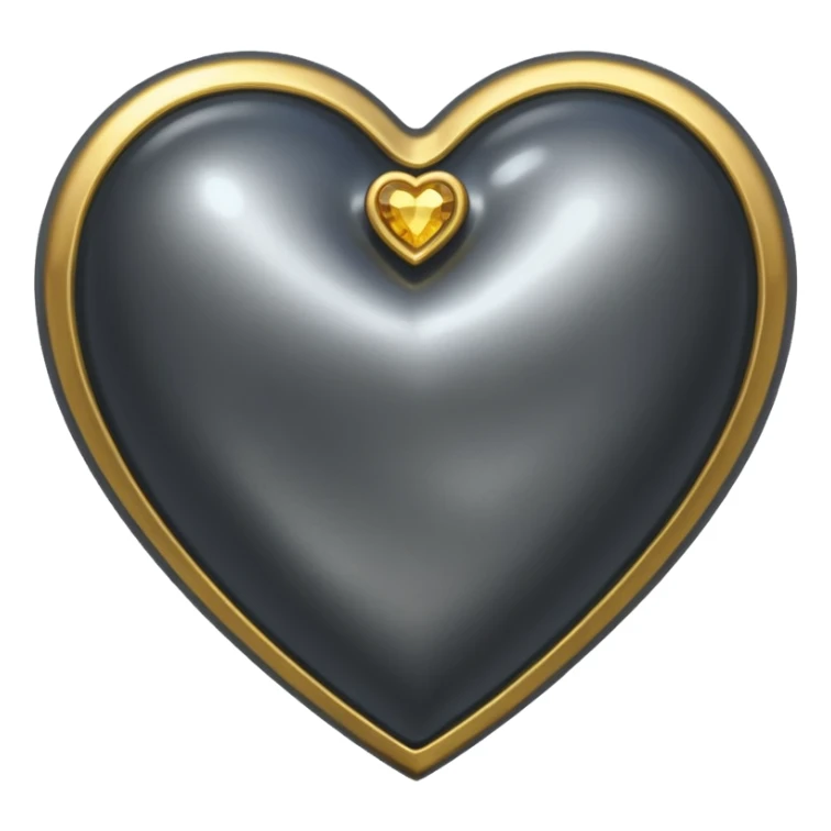 Dark grey metallic heart lined with gold gems sticker