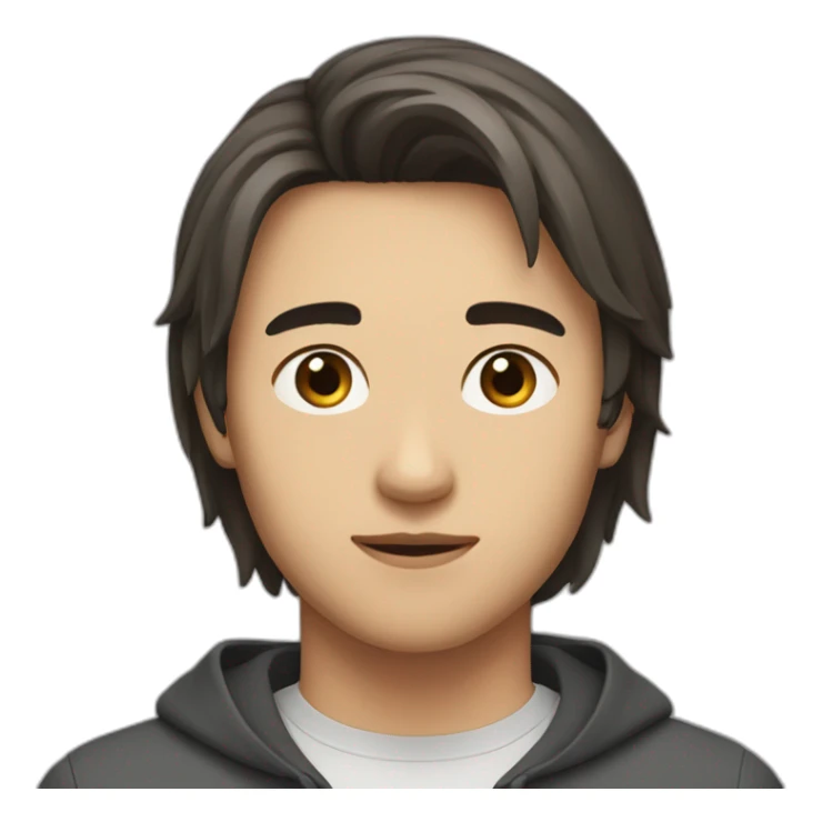 half asian half caucasian 21 year old man with short dark brown hair sticker