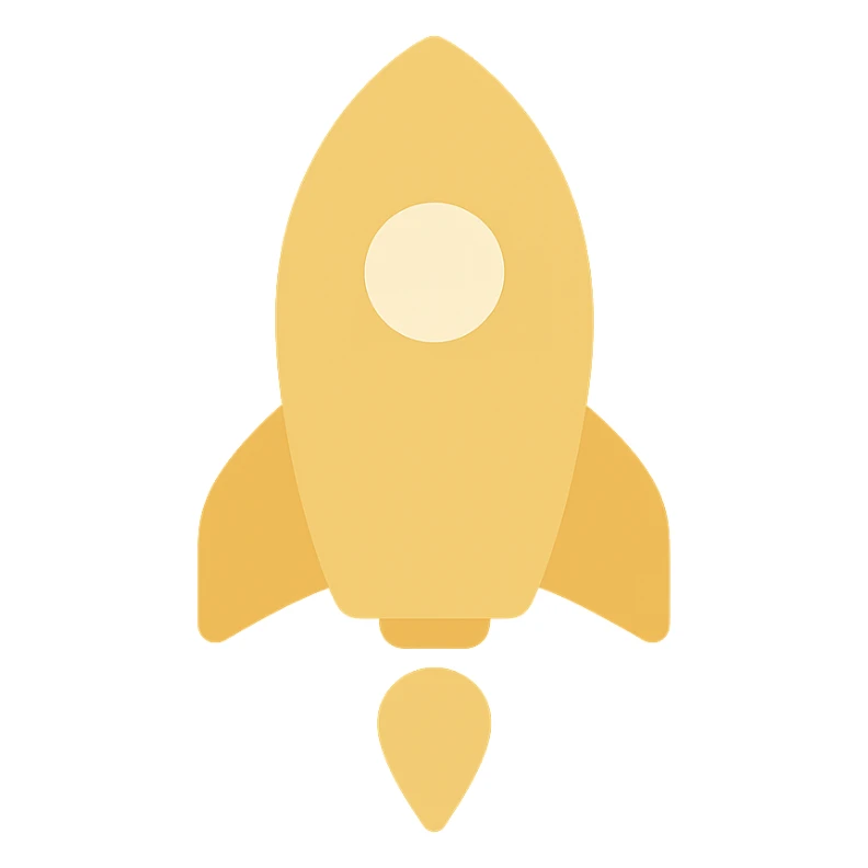 gold style icon of a rocket ship sticker
