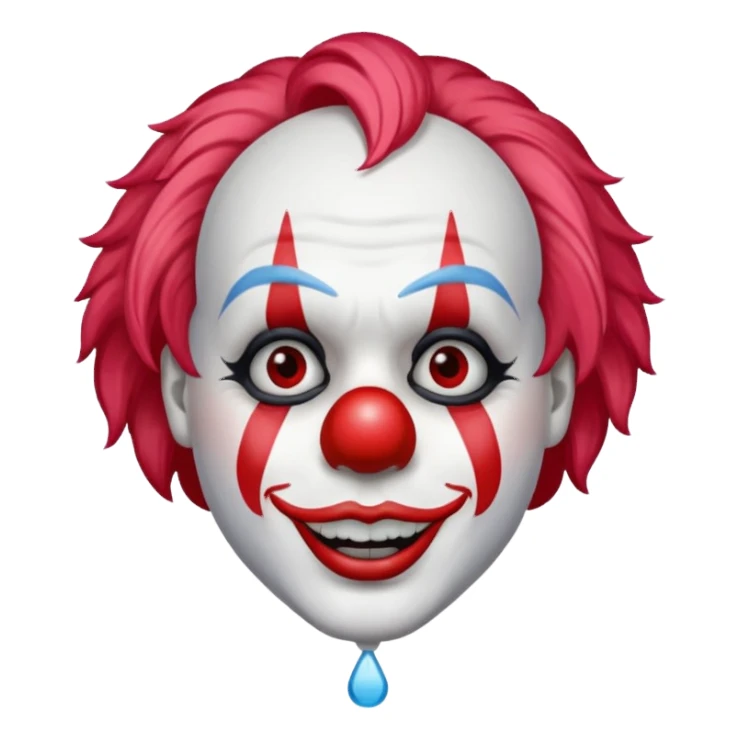 ["Clown with white face paint and red nose, single teardrop."] sticker