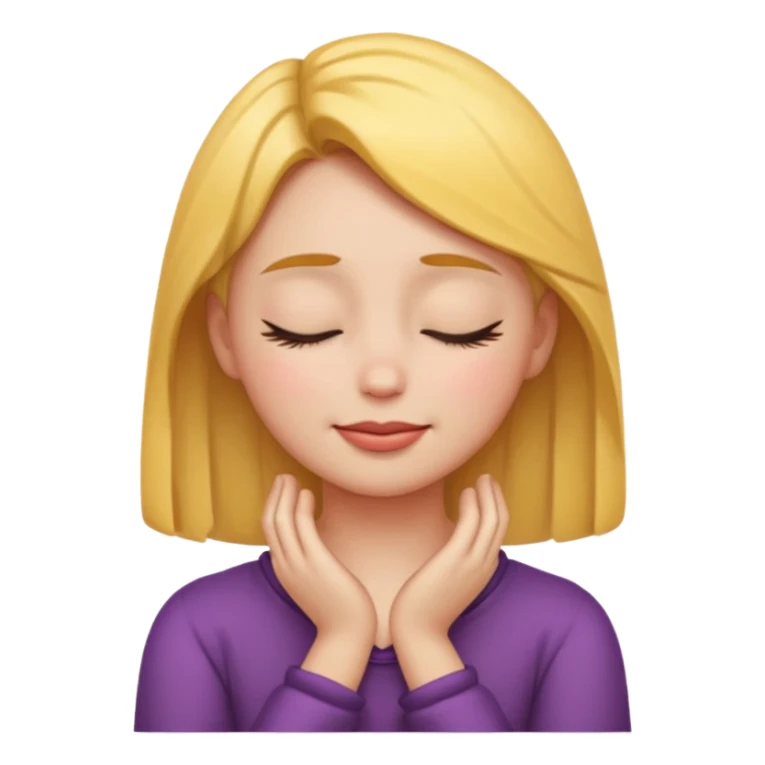 a girl emoji closed eyes with hands on neck  sticker
