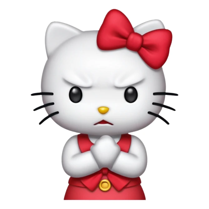 hello kitty with clenched fists, angry face sticker