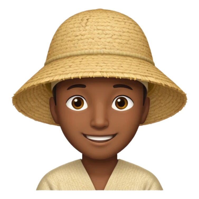 Asian guy with a rice hat, eyes barely open sticker