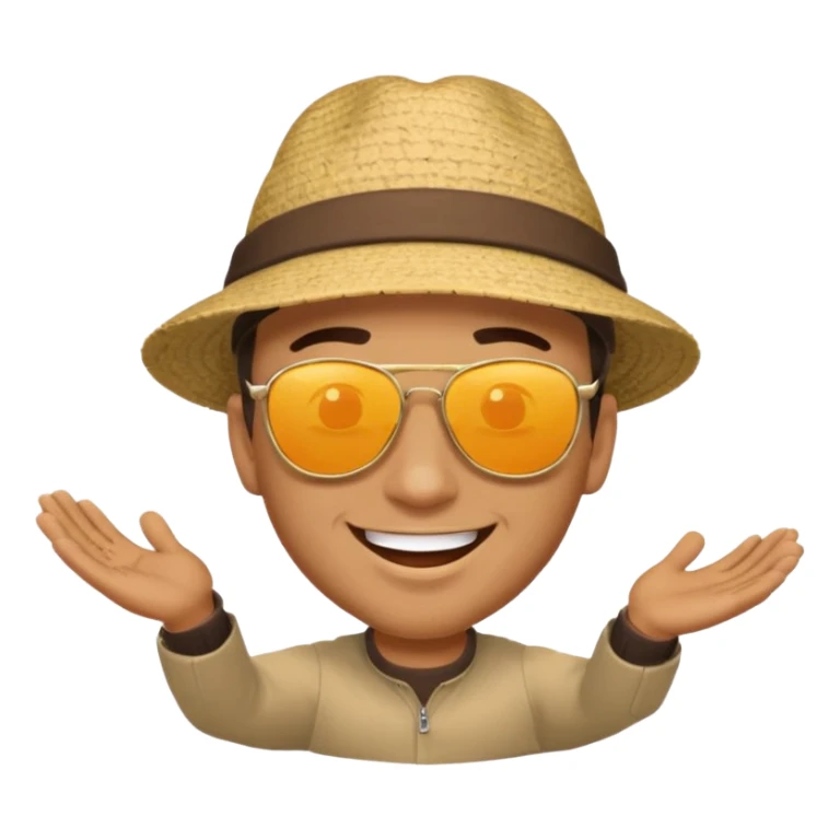 man happy satisfied with floatin arround sticker