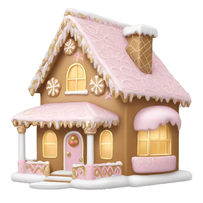 light pink and gold and white gingerbread house sticker