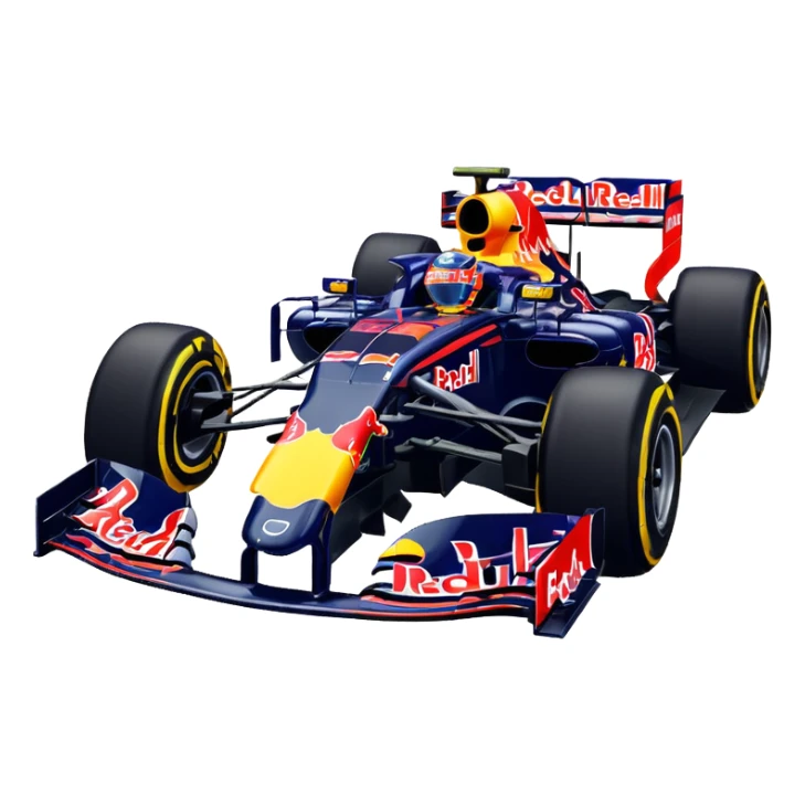 Make a Redbull f1 car with max Verstappen driving it emoji sticker