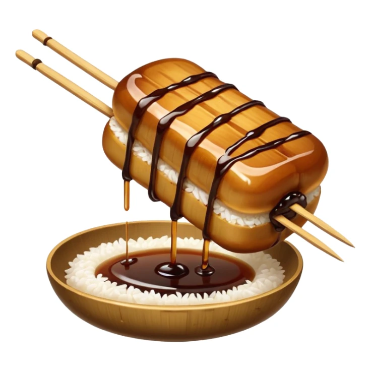 Just Mitarashi dango with shiny soy sauce glaze drizzled over white rice sticker