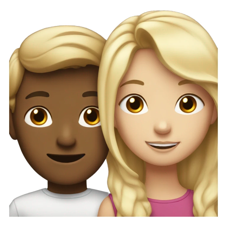 brown haired girl hugged a blonde haired boy  sticker
