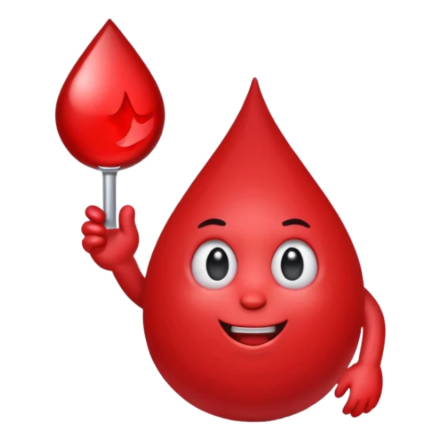 blood drop character holding a BRB sign sticker