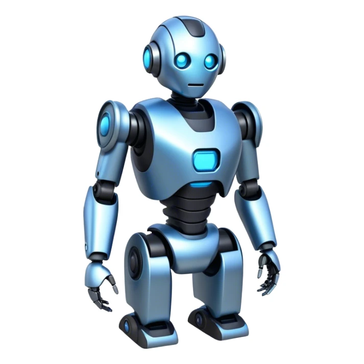 A futuristic robot with a sleek metallic body and glowing features sticker